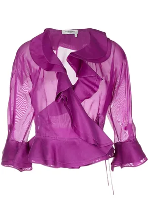 Saint Laurent Blouses drapée à manches trois quarts