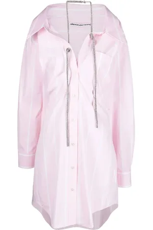 Alexander Wang Robe-chemise ornée de cristaux à épaules dénudées