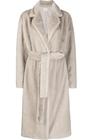 P.A.R.O.S.H. Manteau en peau lainée artificielle à taille ceinturée