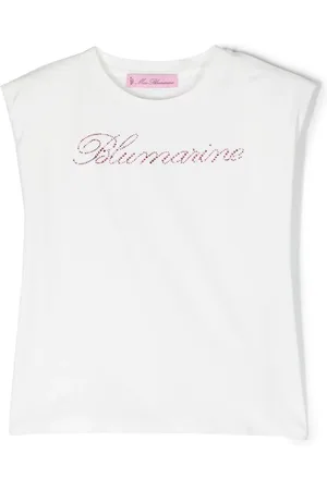 MISS BLUMARINE T-shirt orné de cristaux à logo imprimé