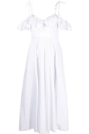 Giambattista Valli Robe mi-longue volantée à épaules dénudées