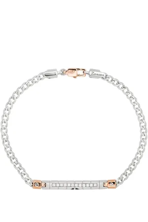 Zancan Bracelet Heart en or blanc et rose 18ct pavé de diamants