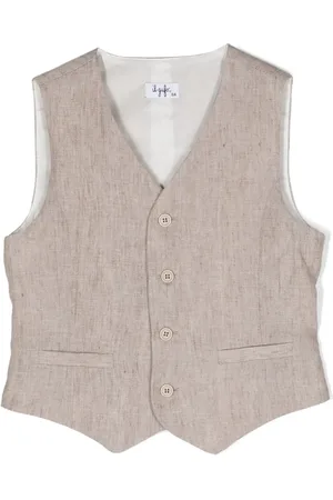 Il gufo Gilet en lin à col v