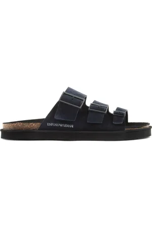 Emporio Armani Claquettes en daim à logo imprimé