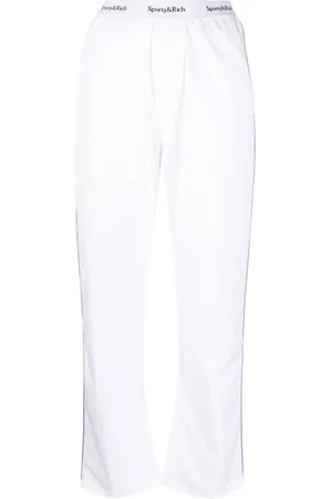 Sporty & Rich Pantalon de pyjama en coton à bande logo