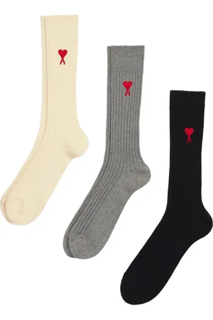 Ami Lot de trois paires de chaussettes à logo brodé