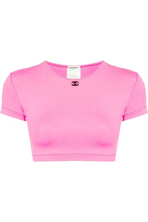 CHANEL T-shirt crop à logo CC (1995)