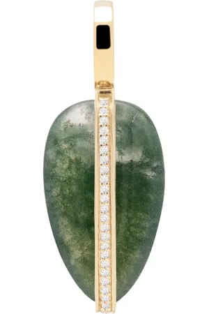 BY PARIAH 14k yellow gold small diamond and agate pendant