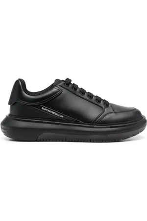 Emporio Armani Baskets en cuir à logo imprimé