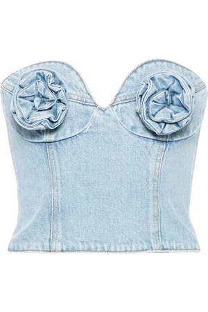 MAGDA BUTRYM Corset en jean à appliques fleurs