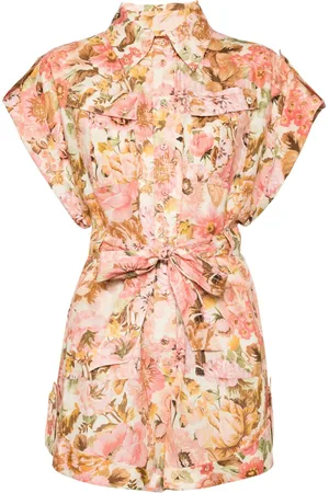 ZIMMERMANN Combishort en lin à fleurs