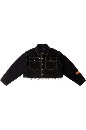 Heron Preston Veste crop en jean à effet usé