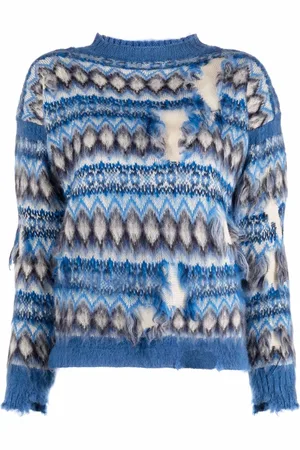 Maison Margiela Pull en maille Fair Isle à effet usé