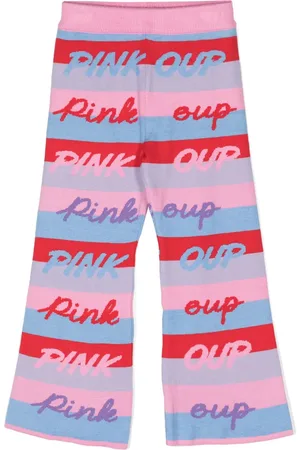 Pinko Pantalon rayé à slogan en intarsia