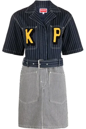 Kenzo Robe-chemise en jean à patch logo