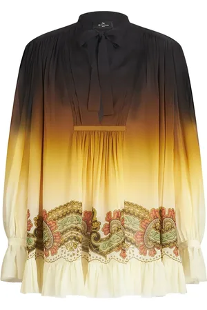 Etro Robe-chemise en soie à motif cachemire