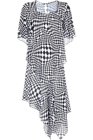 pushBUTTON Robe asymétrique à imprimé géométrique