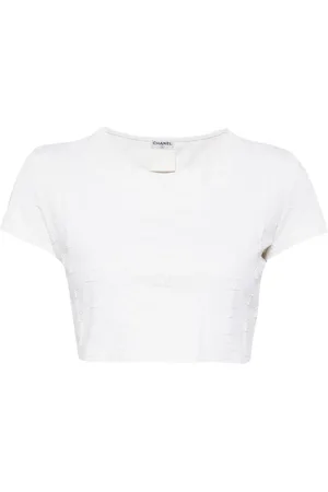 CHANEL T-shirt crop à logo CC brodé (années 1990-2000)