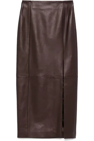 Kiton Jupe en cuir à coupe mi-longue