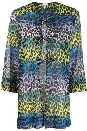 Ganni Blouse en coton à imprimé léopard