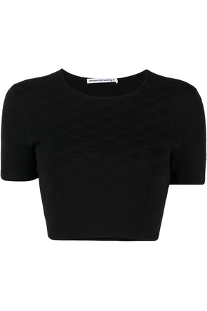 Alexander Wang T-shirt crop à motif monogrammé en jacquard
