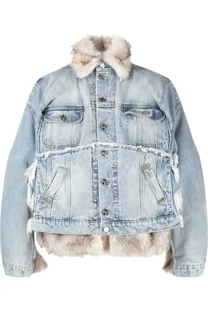Natasha Zinko Veste en jean à empiècements en fourrure artificielle