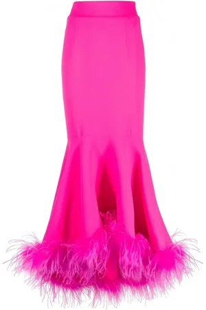 Styland Jupe bordée de plumes à coupe évasée