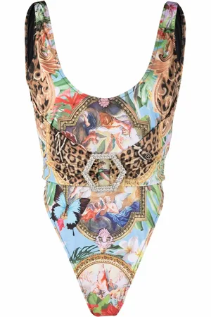 Philipp Plein Maillot de bain imprimé à taille ceinturée