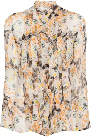 CHANEL Blouse à imprimé graphique (années 1990-2000)