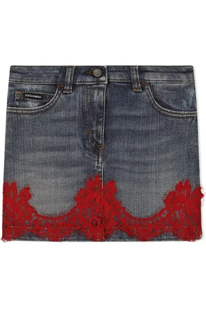 Dolce & Gabbana Minijupe en jean à empiècements en dentelle