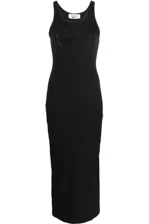 BLUMARINE Robe longue à logo brodé