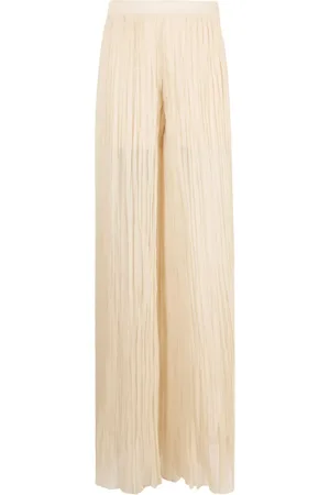 Alberta Ferretti Pantalon en soie à plis