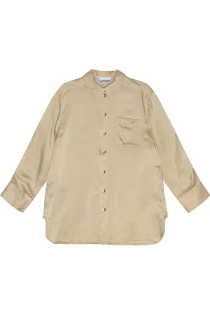 Ganni Chemise en satin à manches longues