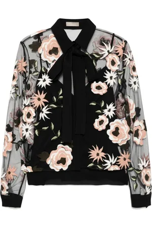 Elie saab Chemise en tulle à fleurs brodées