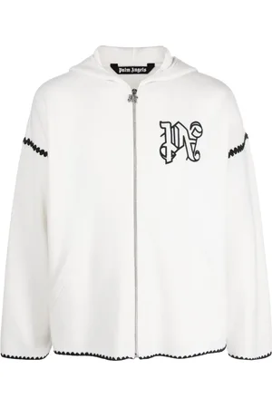 Palm Angels Hoodie zippé à logo brodé
