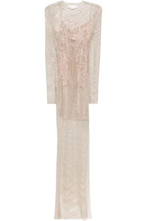 GENNY Robe longue en résille à strass
