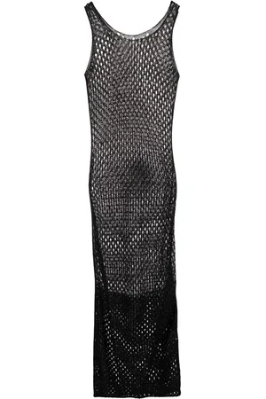 DION LEE Robe longue métallisée en résille