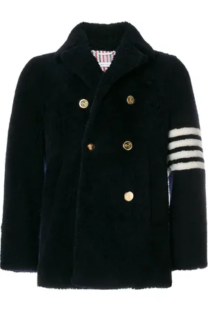 Thom Browne Unconstructed Classic Shearling Peacoat
