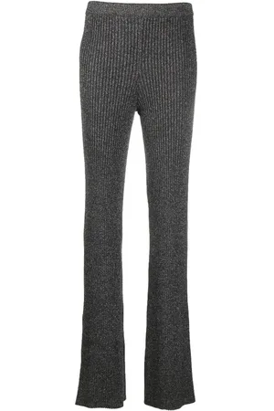 Alberta Ferretti Pantalon droit en maille nervurée