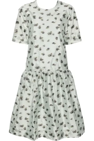 Ganni Robe mi-longue à fleurs en jacquard