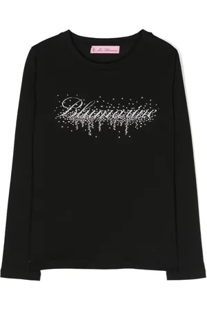 MISS BLUMARINE T-shirt strassé à logo imprimé