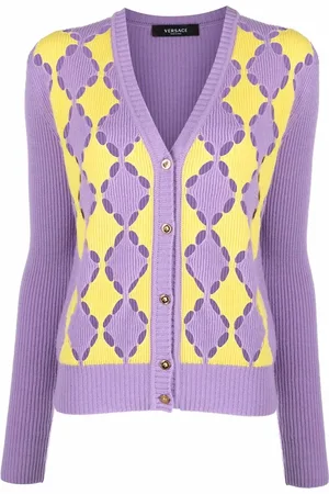 VERSACE Cardigan bicolore en cachemire