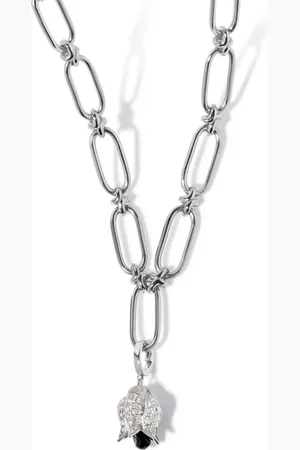 ANNOUSHKA Collier Tulips en or blanc 18ct pavé de diamants