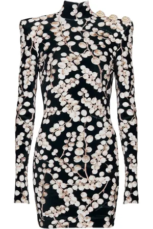 Balmain Robe courte en velours à imprimé graphique