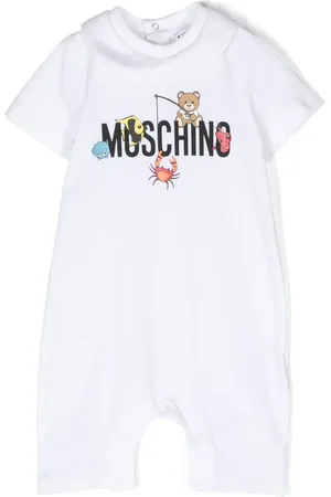 Moschino Barboteuse en coton stretch à logo imprimé