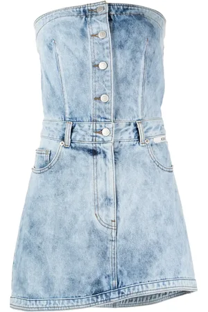 KIMHEKIM Robe courte en jean à effet délavé