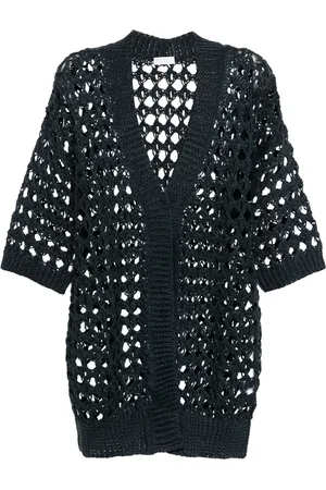 Brunello Cucinelli Cardigan mi-long en maille ajourée