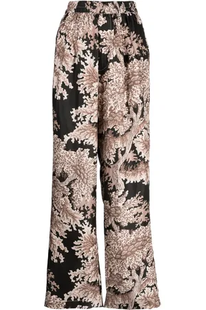 BIYAN Pantalon palazzo en soie à fleurs