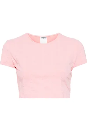 CHANEL T-shirt crop à logo CC brodé (1997)