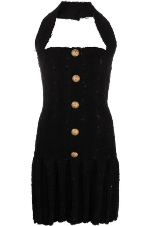 Balmain Robe en tweed à dos nu